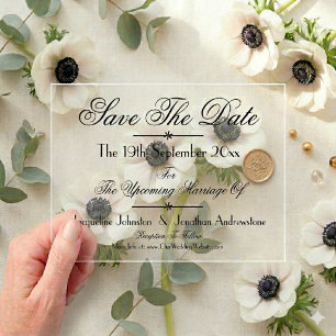 Modern Classic Chic Wedding Save The Date Acrylic Invitations