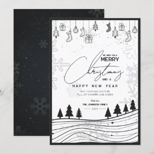 Modern Classic Christmas Tree & Ornament Black Holiday Card