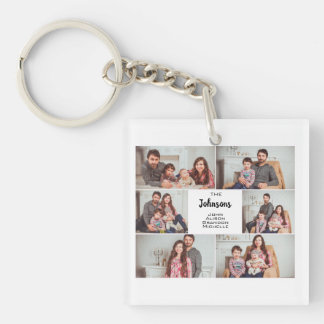 Modern Classic Custom 6 Family Photo Collage Key Ring