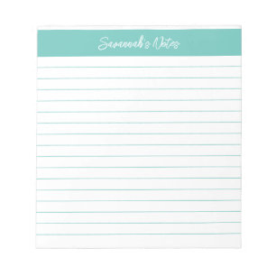 Modern Classic Elegant Aqua Script Personalised Notepad