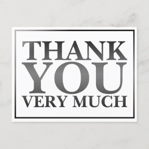 Modern Classic Elegant Black Printed Thank You   Postcard
