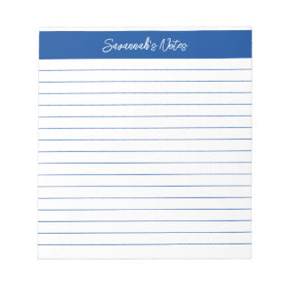 Modern Classic Elegant Blue Script Personalised Notepad