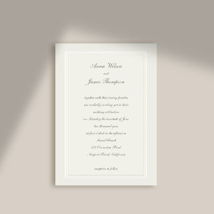 Modern Classic Elegant Frame Ecru Formal Wedding Invitation