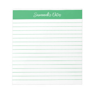 Modern Classic Elegant Green Script Personalised Notepad