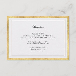 Modern Classic Elegant Pearl Gold Wedding Details Enclosure Card