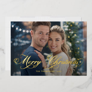 Modern Classic Elegant Script Photo Christmas
