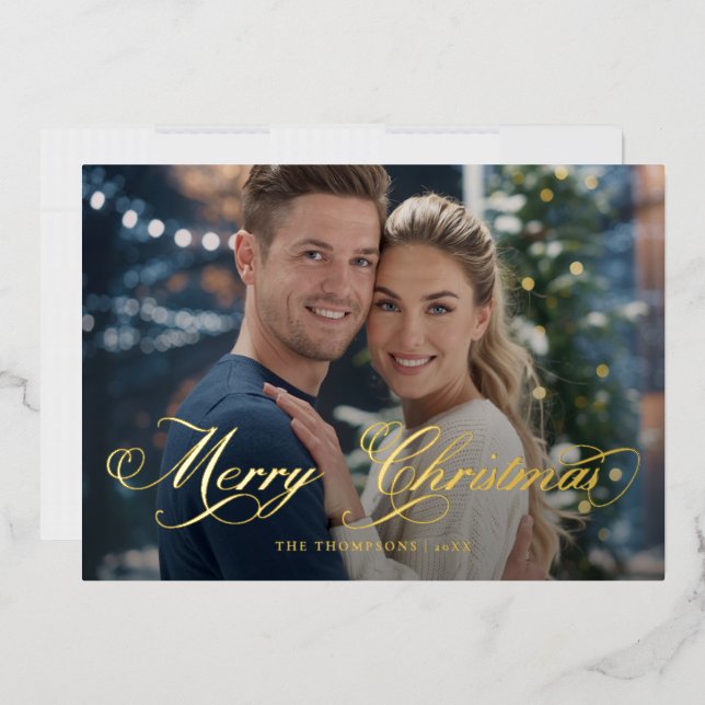 Modern Classic Elegant Script Photo Christmas (Envelope)