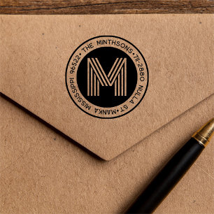 Modern Classic Family Name Return Address Circular Self-inking Stamp