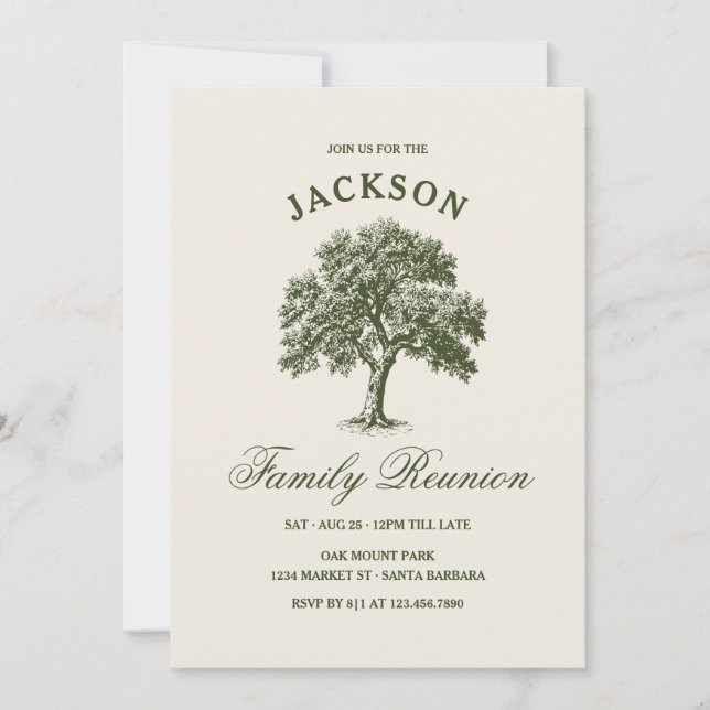 Modern Classic Family Reunion Tree | Gingham Invitation (Front)