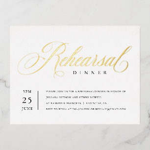 Modern Classic Foil Rehearsal Dinner Invite Insert