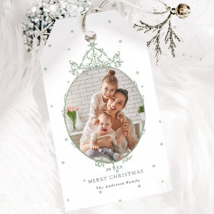 Modern Classic Frame Merry Christmas Photo Holiday Gift Tags