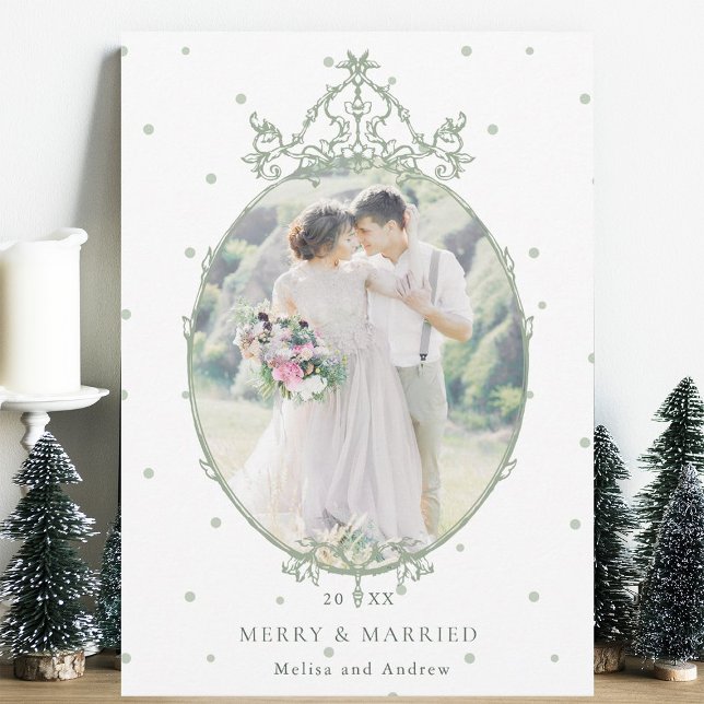 Modern Classic Frame Merry & Married Photo         Holiday Card (Creator Uploaded)