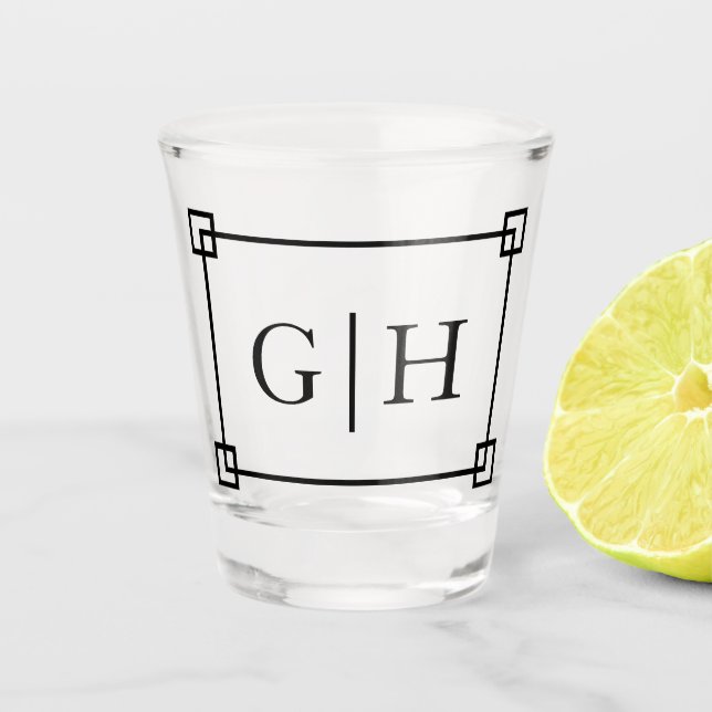 Modern Classic Frame & Monogram Letters Shot Glass (Front)