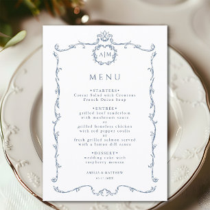 Modern Classic French Frame Wedding Dusty Blue Menu