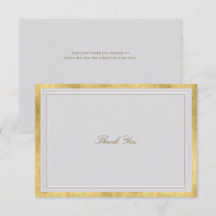 Modern Classic Gold Ivory Formal Elegant Wedding Thank You Card