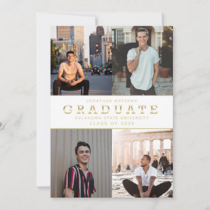 Modern Classic Gold Photo Graduation Invitation