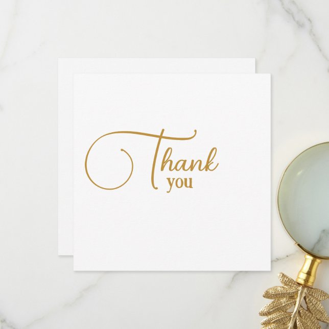 Modern Classic Gold Typographic Thank You Card (Front/Back In Situ)
