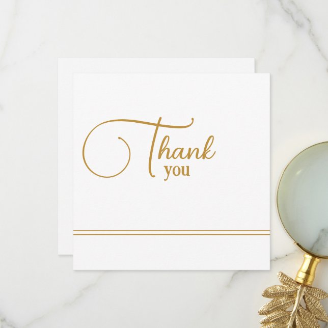 Modern Classic Gold Typographic Thank You Card (Front/Back In Situ)