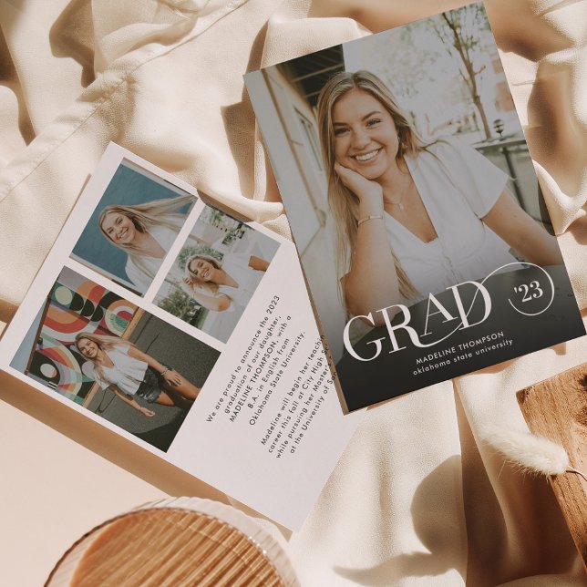 Modern Classic Grad Photo Collage Graduation Announcement (Creator Uploaded)