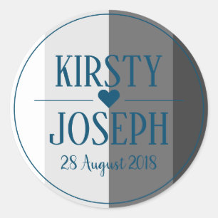 Modern Classic Gray Blue Wedding Sticker