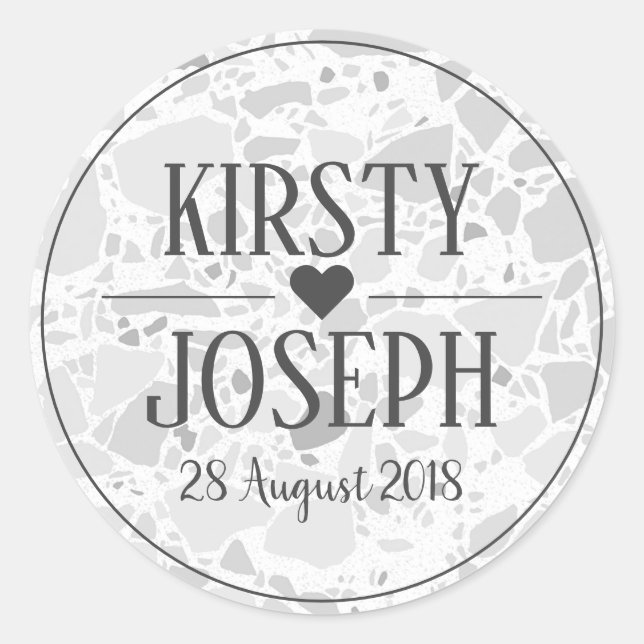 Modern Classic Gray Terrazzo Wedding Sticker (Front)