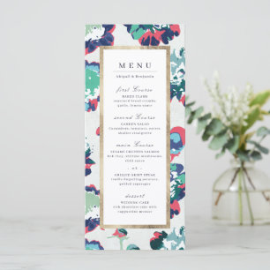 Modern classic green gold abstract floral wedding  menu