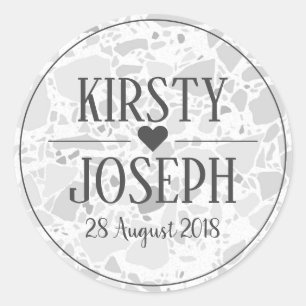 Modern Classic Grey Terrazzo Wedding Sticker