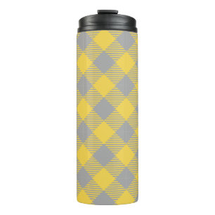Modern Classic Grey & Yellow Plaid  Thermal Tumbler
