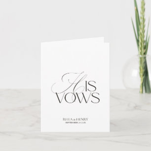 Modern Classic His Vows Wedding  Card