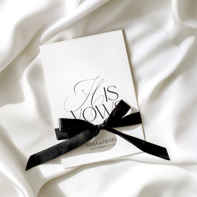Modern Classic His Vows Wedding  Card (Modern Classic His Vows Wedding Card)