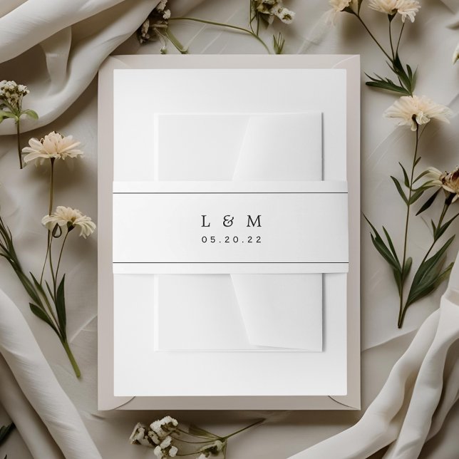 Modern Classic Initials Wedding Invitation Belly Band (Creator Uploaded)