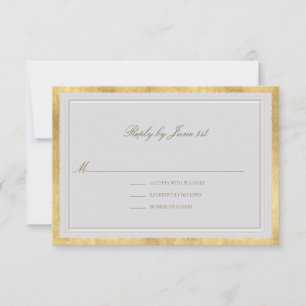 Modern Classic Ivory Gold Formal Elegant Wedding RSVP Card