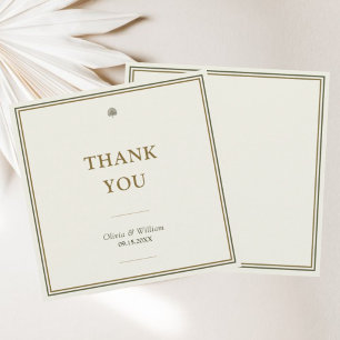 Modern Classic Ivory & Gold Handwritten Wedding Thank You Card