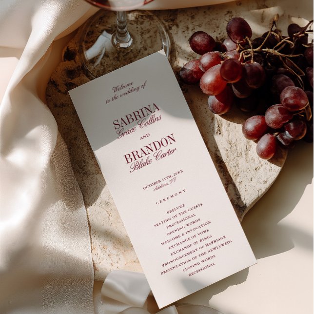Modern Classic Ivory Wedding Ceremony Program (Modern Classic Ivory Wedding Ceremony Program)
