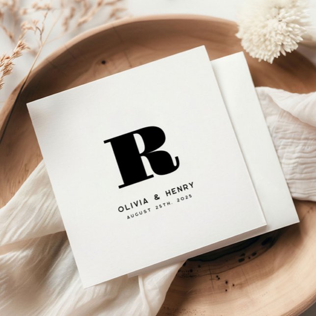 Modern Classic Last Name Initial Wedding Napkin (Creator Uploaded)