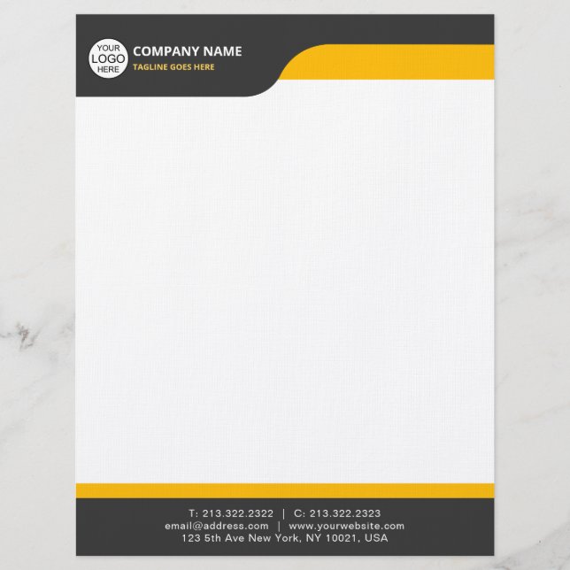 Modern Classic Letterhead with Bold Yellow (Front)