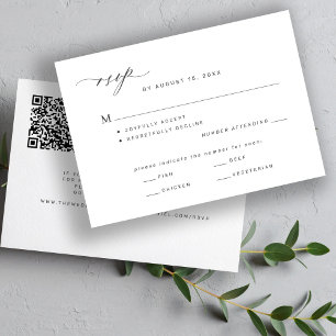 Modern classic mail or QR code wedding RSVP Card
