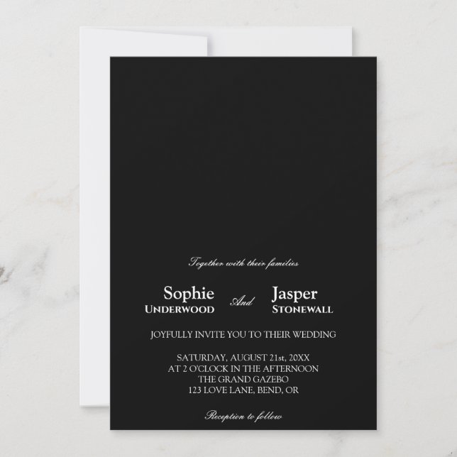 Modern Classic Minimalist Black Wedding Invitation (Front)