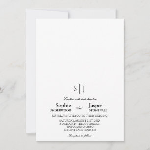 Modern Classic Minimalist Monogram Wedding Invitation