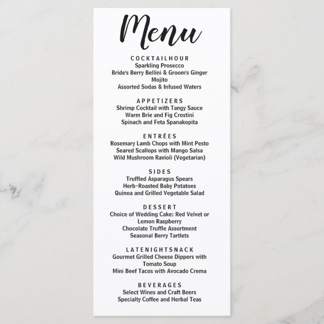 Modern Classic Minimalist Typography Menu (Front)