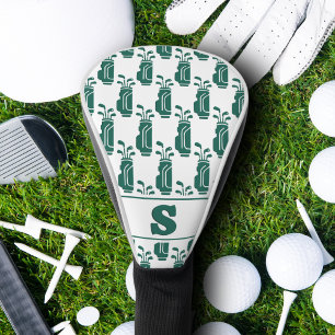 Modern Classic Monogram Golf Bag Pattern Green Head Cover