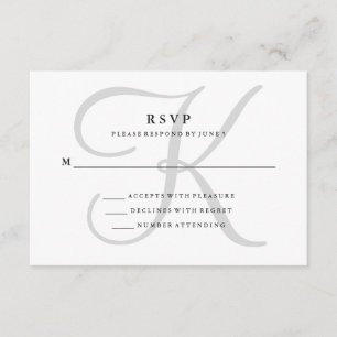 Modern Classic Monogram in Grey RSVP Card