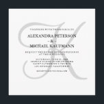 Modern Classic Monogram in Grey Wedding Invitation<br><div class="desc">These stylish wedding invitations display your monogram in large,  modern text coloured in soft grey on a white background. A simple,  elegant look for your modern wedding.</div>