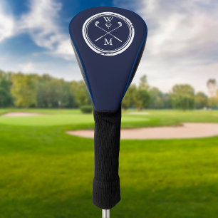 Modern Classic Monogram Initials Navy Blue Golf Head Cover