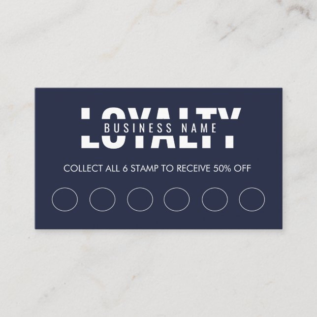 Modern Classic Navy Blue Script Loyalty Card (Front)