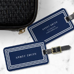 Modern Classic Navy Blue with White Borders Luggage Tag<br><div class="desc">Travel in style with this modern classic navy blue luggage tag featuring white borders. Personalise this tag with your information and for more options such as to change the font and it's size click the "Customise it" button. *Please note that the Zazzle Watermark that appears in the zoom preview will...</div>