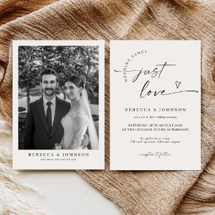 Modern Classic Nothing Fancy Just Love Wedding Invitation