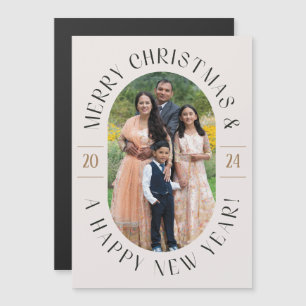 Modern Classic Oval Photo Christmas Magnetic Card