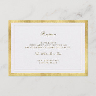 Modern Classic Pearl Gold Elegant Wedding Details Enclosure Card
