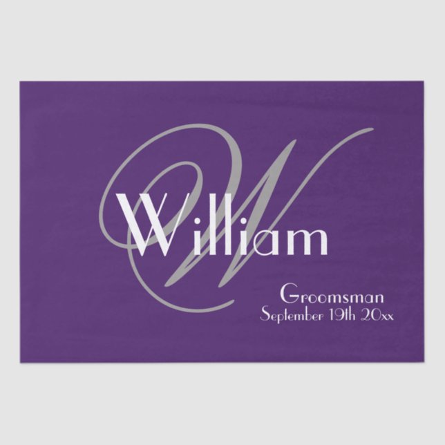 Modern Classic Personalised Silver White Mauve  Tissue Paper (Front)